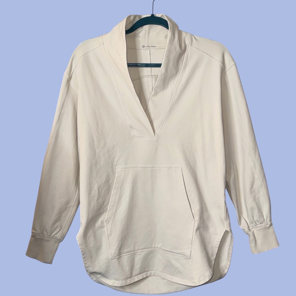 Lululemon Softstreme V-Neck Pullover Bone Cream Oversized Sweatshirt